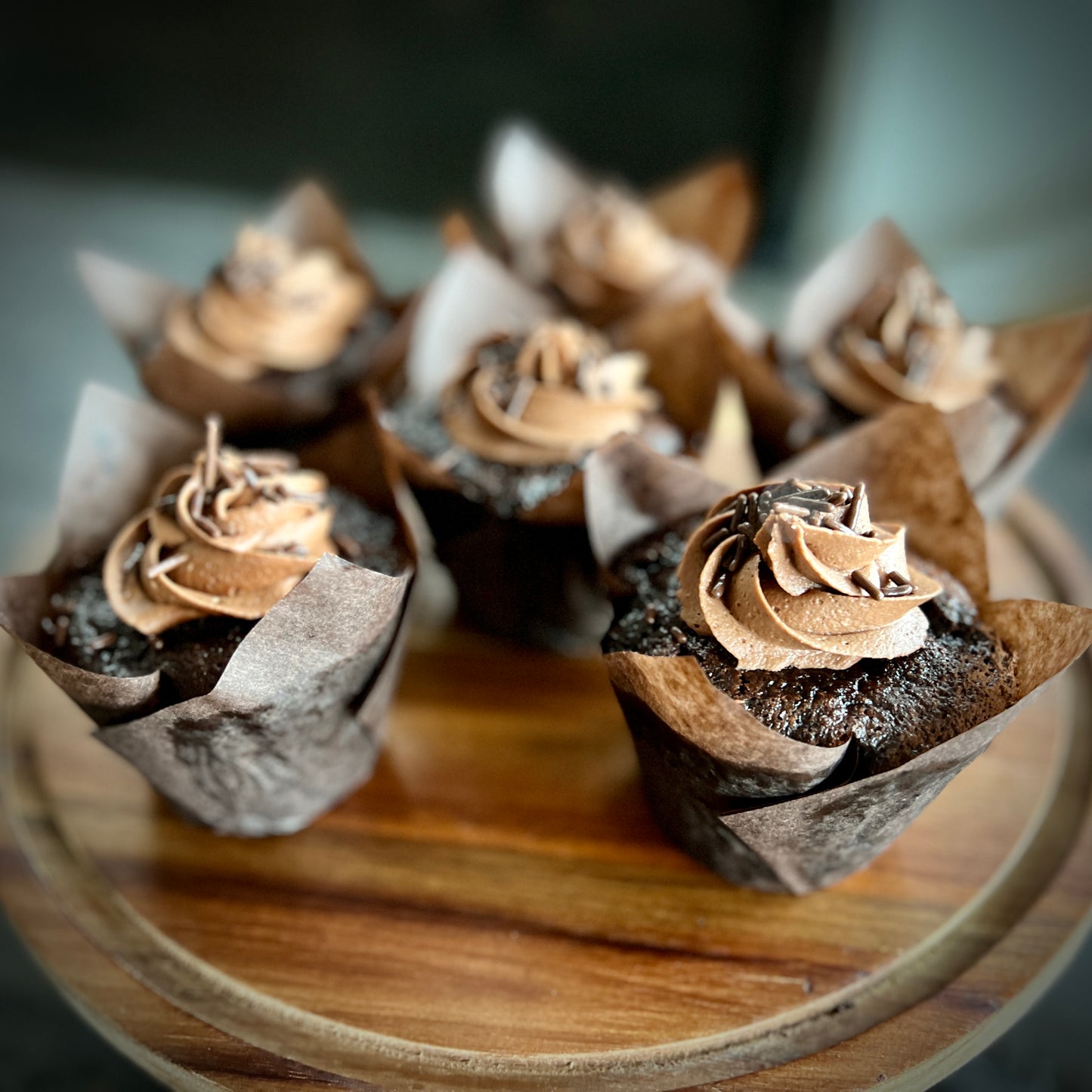 Caffienated Chocolate cupcake with chocolate/raspberry buttercream frosting